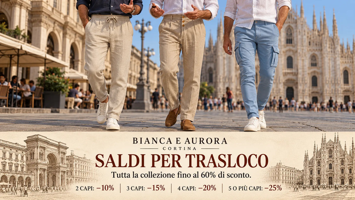 Enfoque de cintura a pies en tres pantalones de la colección PANTALONI UOMO en Milán